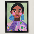 Woman with Earrings Portrait Wall Art Print-Skudaboo