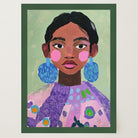 Woman with Earrings Portrait Wall Art Print-Skudaboo
