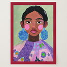 Woman with Earrings Portrait Wall Art Print-Skudaboo