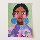 Woman with Earrings Portrait Wall Art Print-Skudaboo