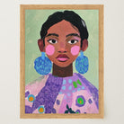 Woman with Earrings Portrait Wall Art Print-Skudaboo