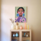 Woman with Earrings Portrait Wall Art Print-Skudaboo