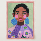 Woman with Earrings Portrait Wall Art Print-Skudaboo