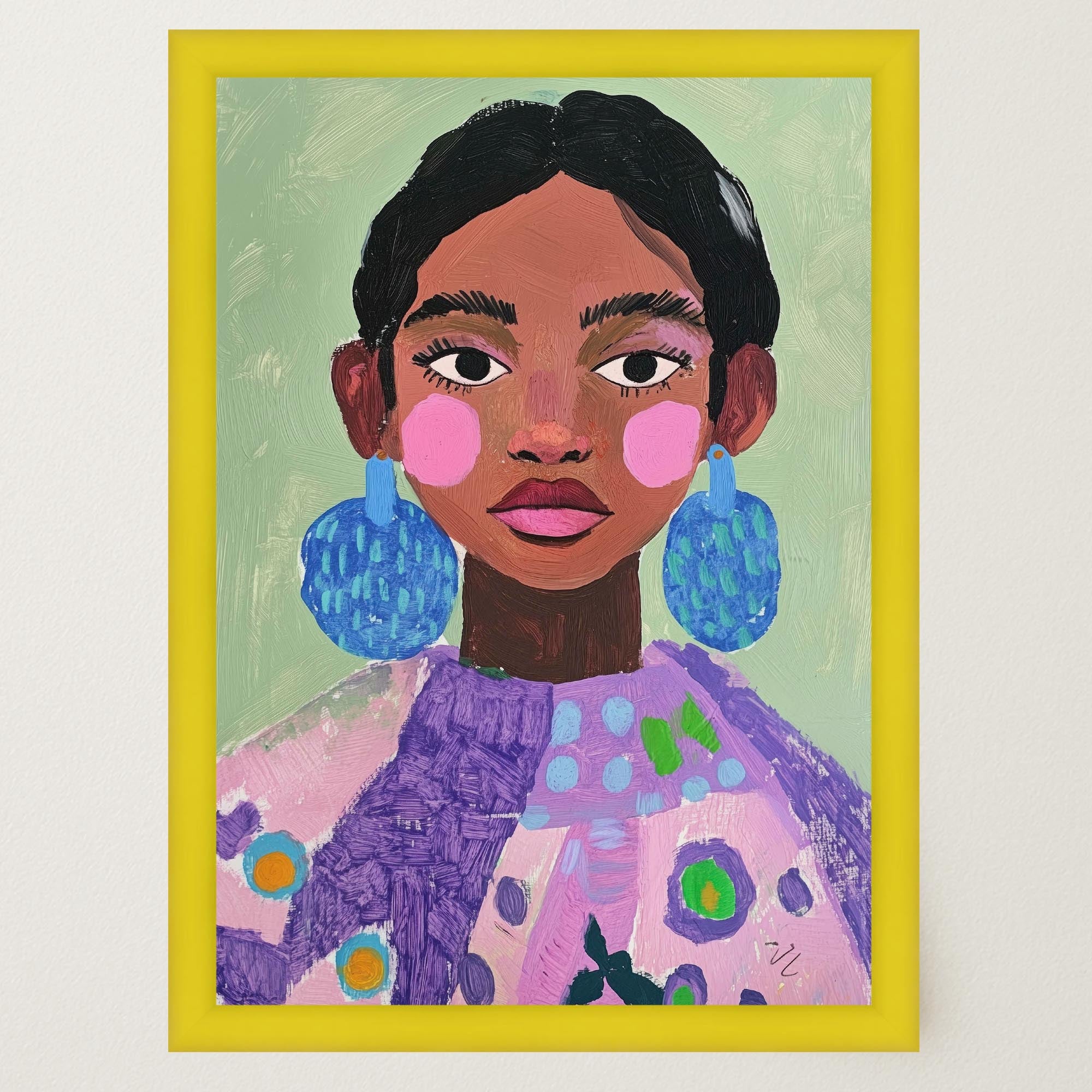Woman with Earrings Portrait Wall Art Print-Skudaboo