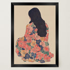 Woman in Floral Dress Modern Portrait Wall Art Print-Skudaboo