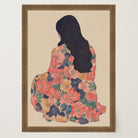 Woman in Floral Dress Modern Portrait Wall Art Print-Skudaboo