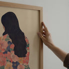 Woman in Floral Dress Modern Portrait Wall Art Print-Skudaboo