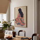Woman in Floral Dress Modern Portrait Wall Art Print-Skudaboo