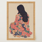 Woman in Floral Dress Modern Portrait Wall Art Print-Skudaboo