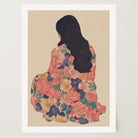 Woman in Floral Dress Modern Portrait Wall Art Print-Skudaboo
