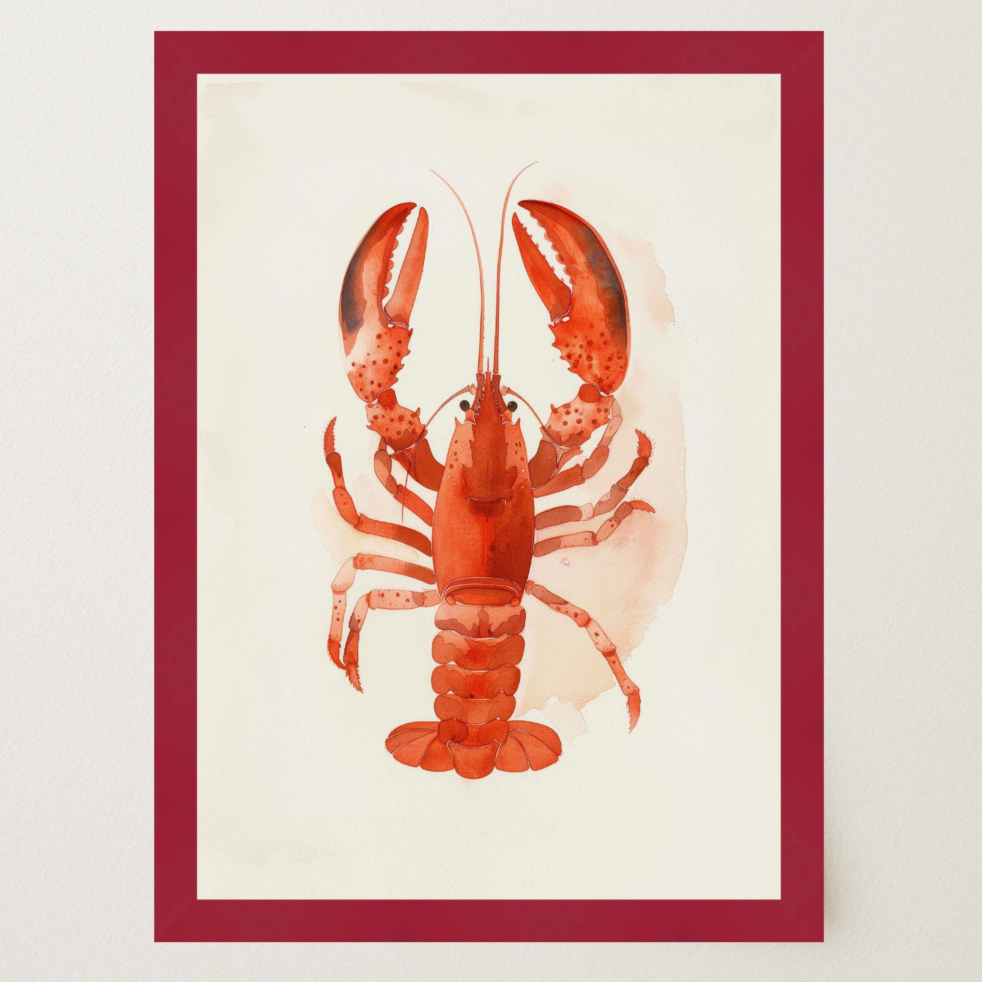 Red Lobster Illustration Wall Art Print-Skudaboo