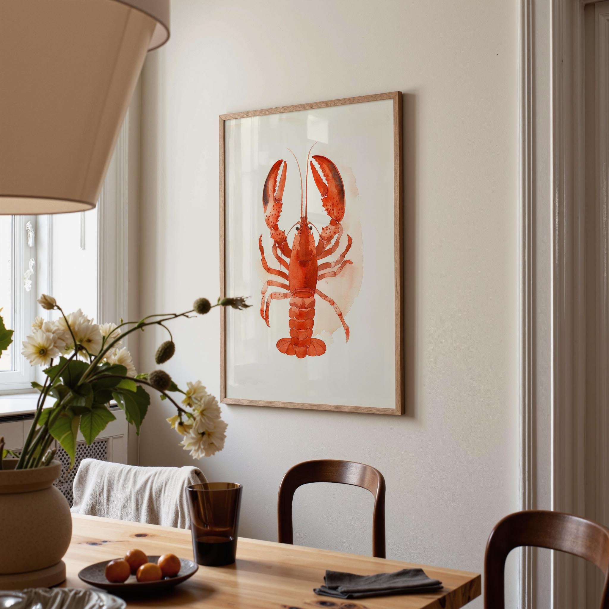 Red Lobster Illustration Wall Art Print-Skudaboo