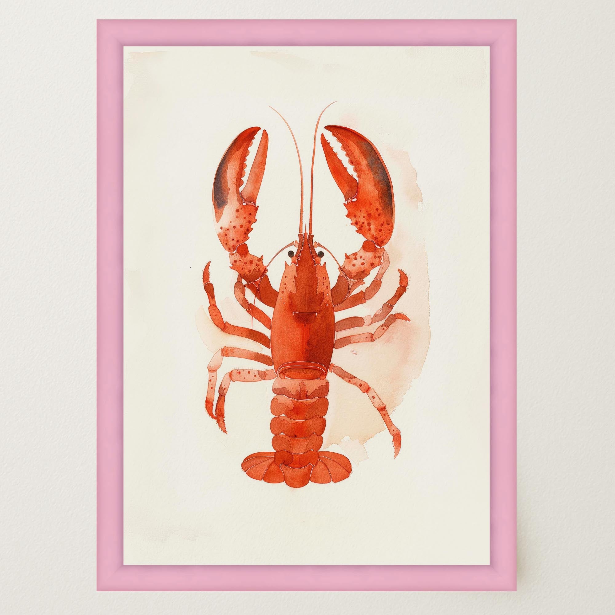 Red Lobster Illustration Wall Art Print-Skudaboo