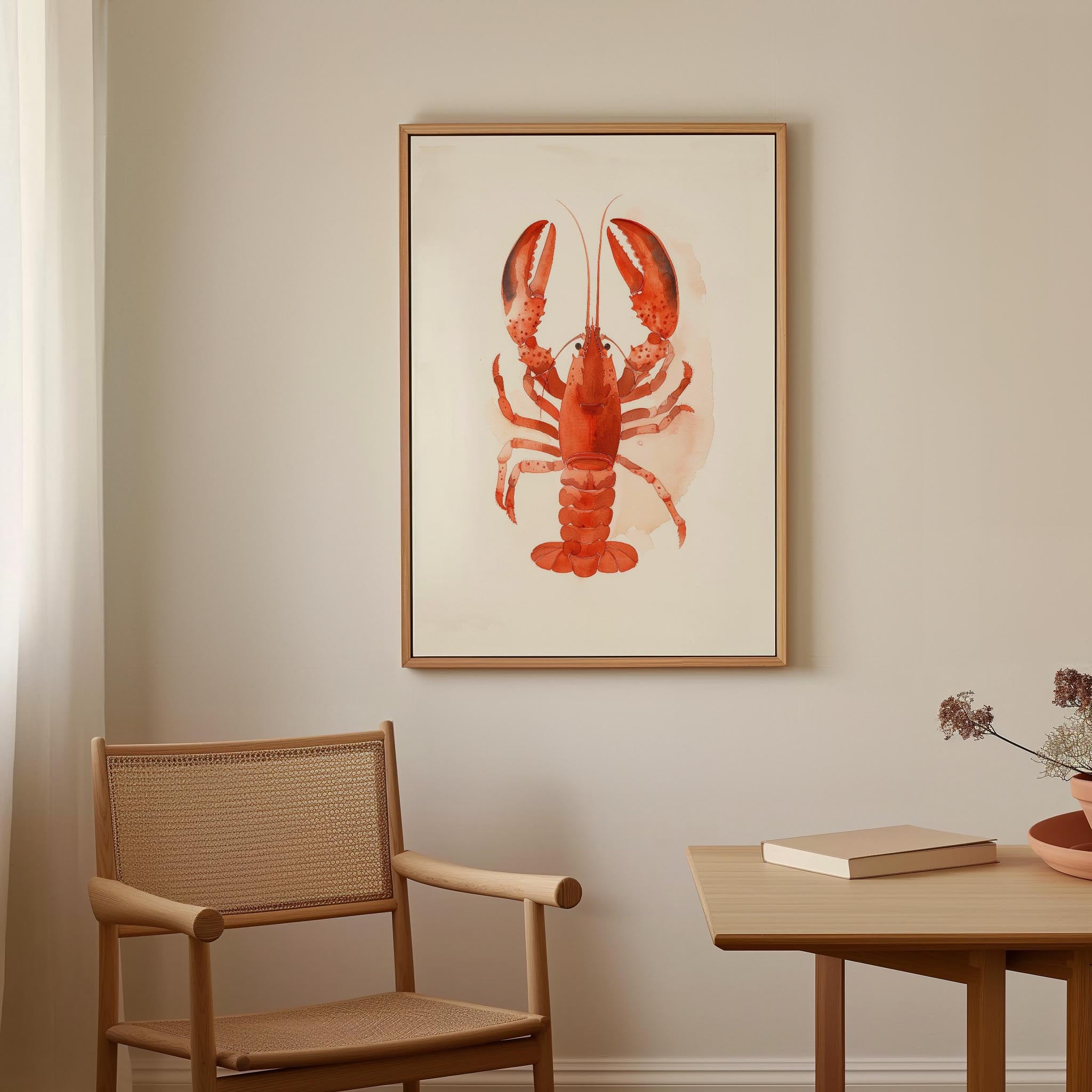 Red Lobster Illustration Wall Art Print-Skudaboo