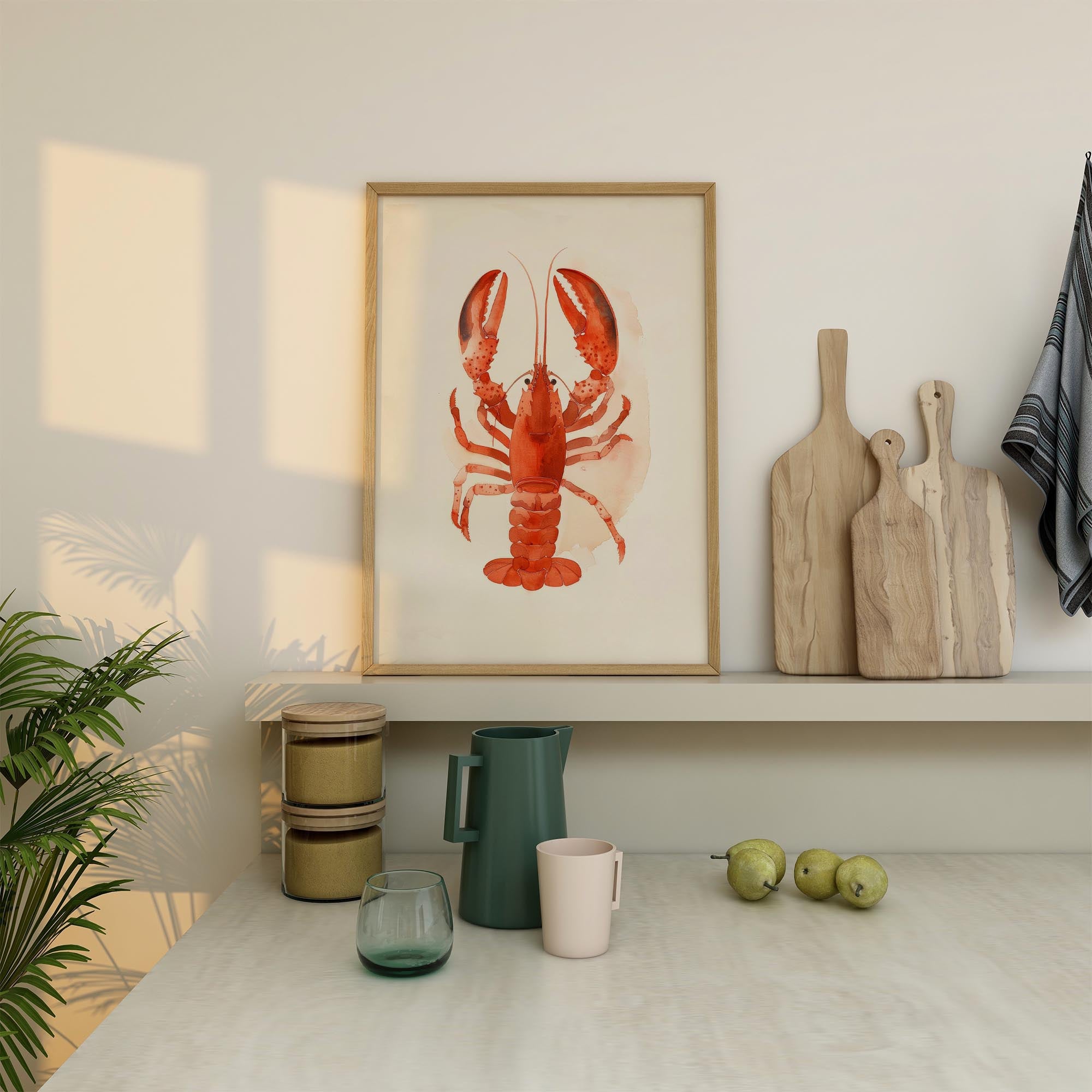 Red Lobster Illustration Wall Art Print-Skudaboo