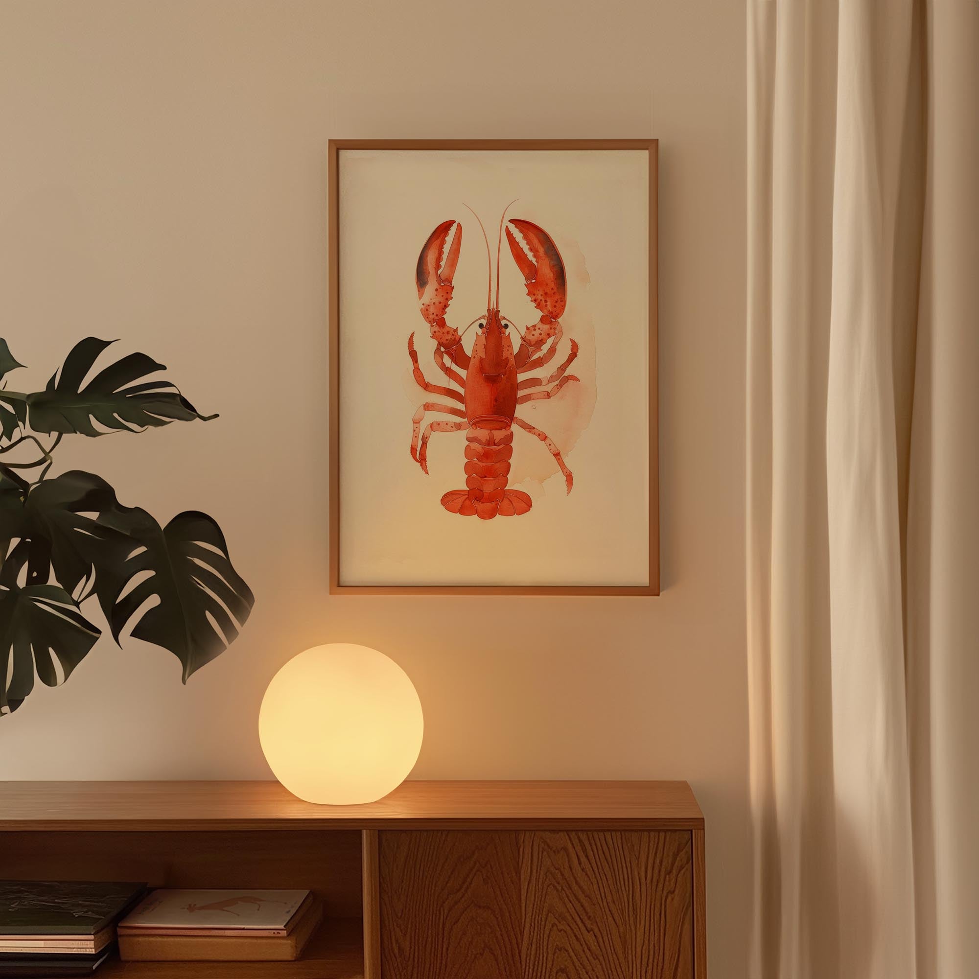 Red Lobster Illustration Wall Art Print-Skudaboo