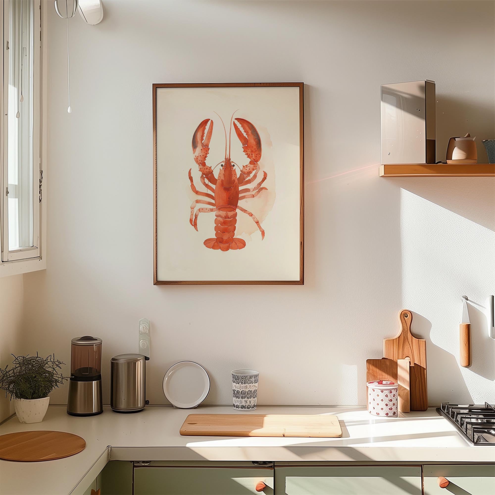 Red Lobster Illustration Wall Art Print-Skudaboo