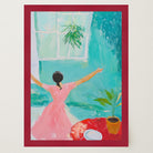 Woman Dancing in Pink Dress Wall Art Print-Skudaboo