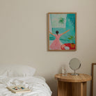 Woman Dancing in Pink Dress Wall Art Print-Skudaboo