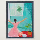 Woman Dancing in Pink Dress Wall Art Print-Skudaboo