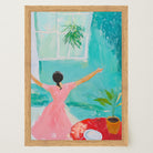 Woman Dancing in Pink Dress Wall Art Print-Skudaboo
