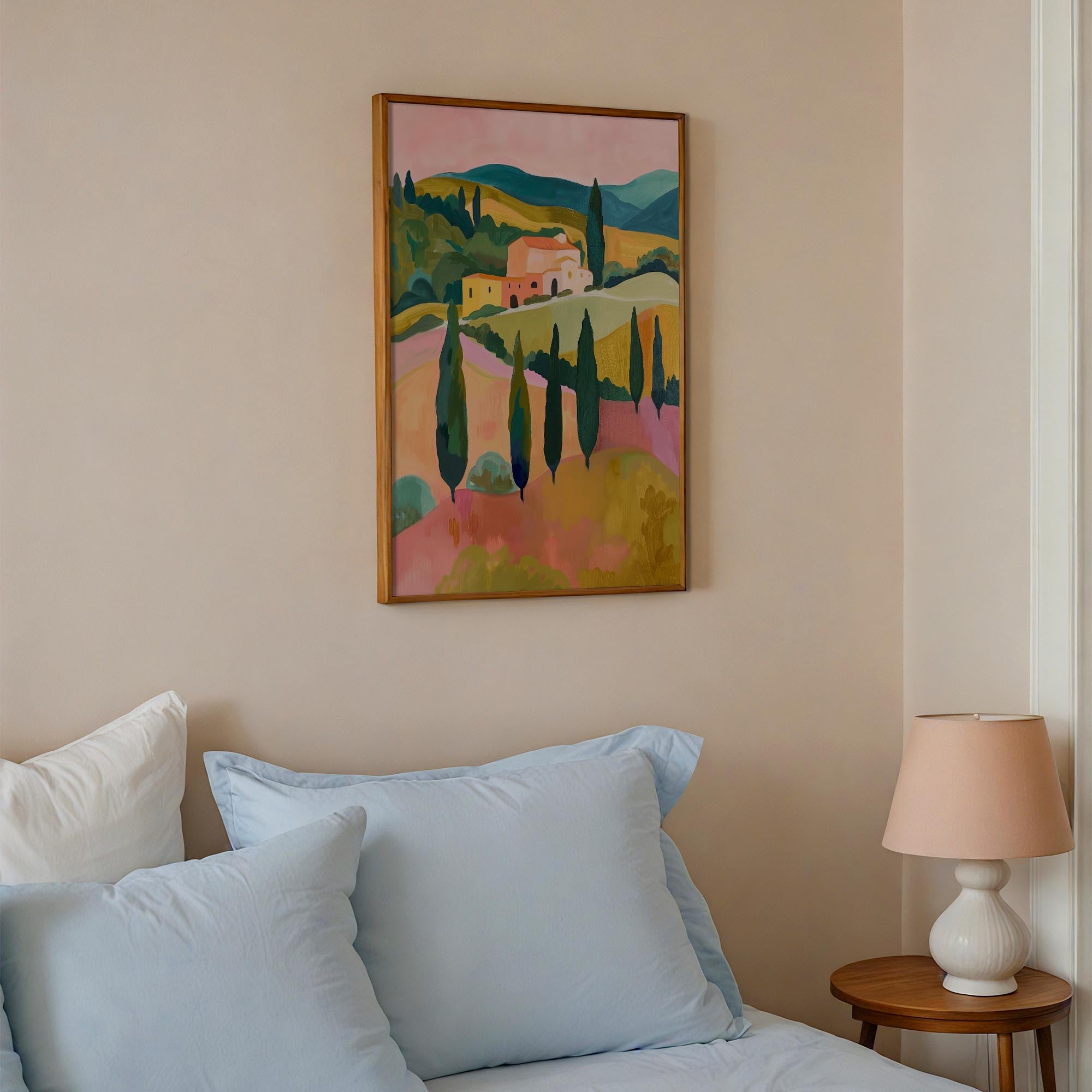 Colourful Tuscan Countryside Wall Art Print-Skudaboo
