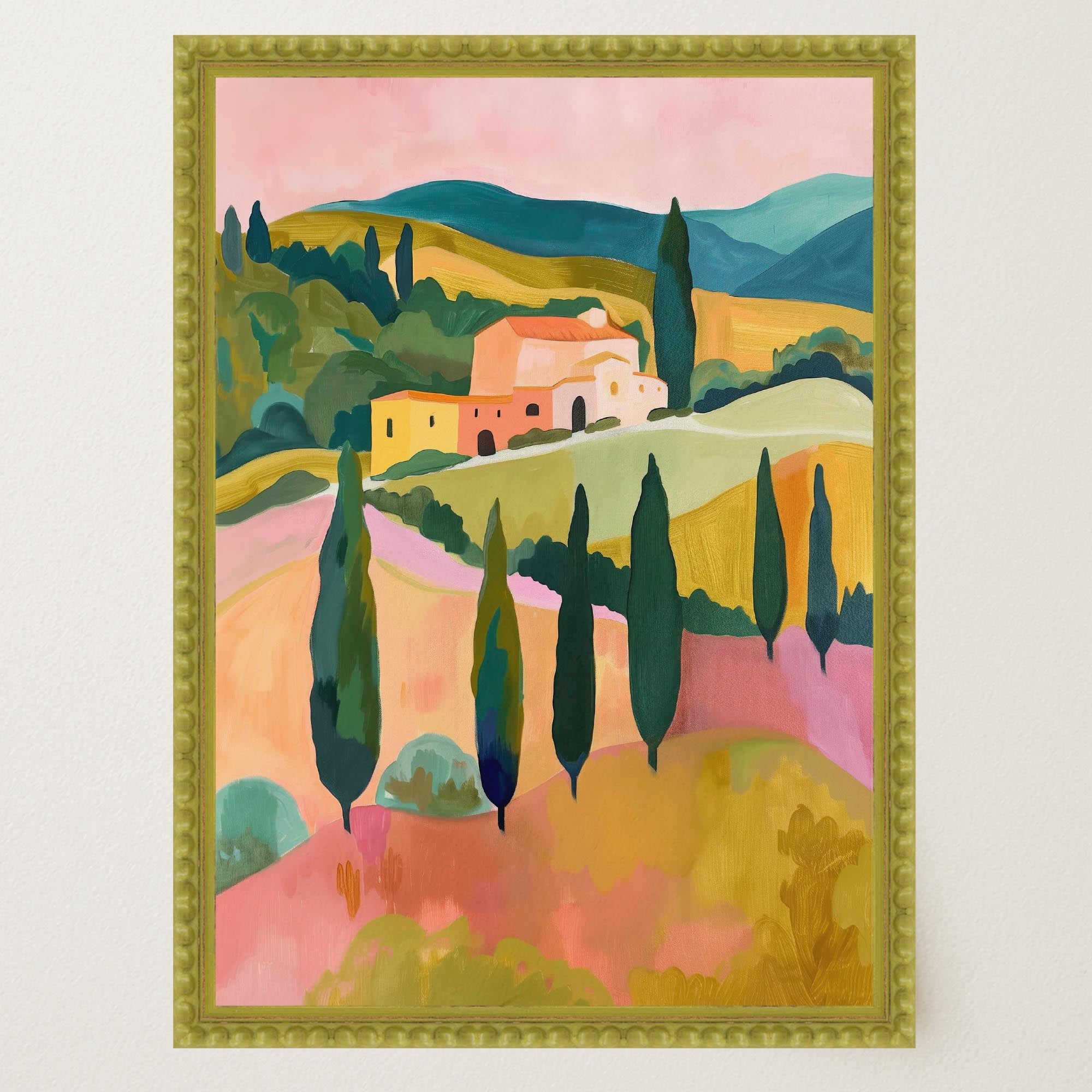 Colourful Tuscan Countryside Wall Art Print-Skudaboo