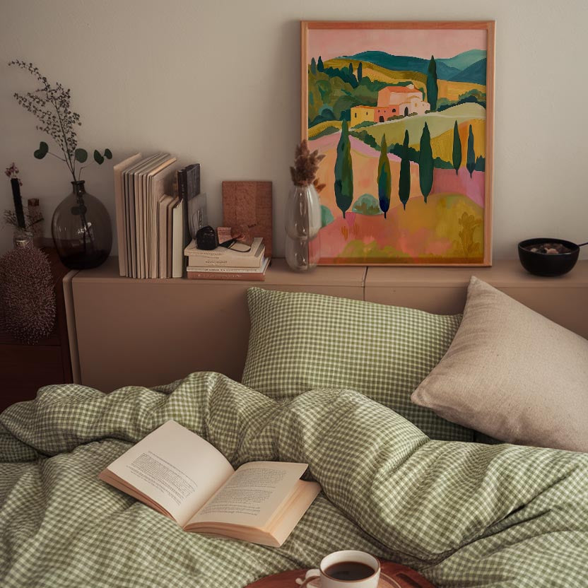 Colourful Tuscan Countryside Wall Art Print-Skudaboo