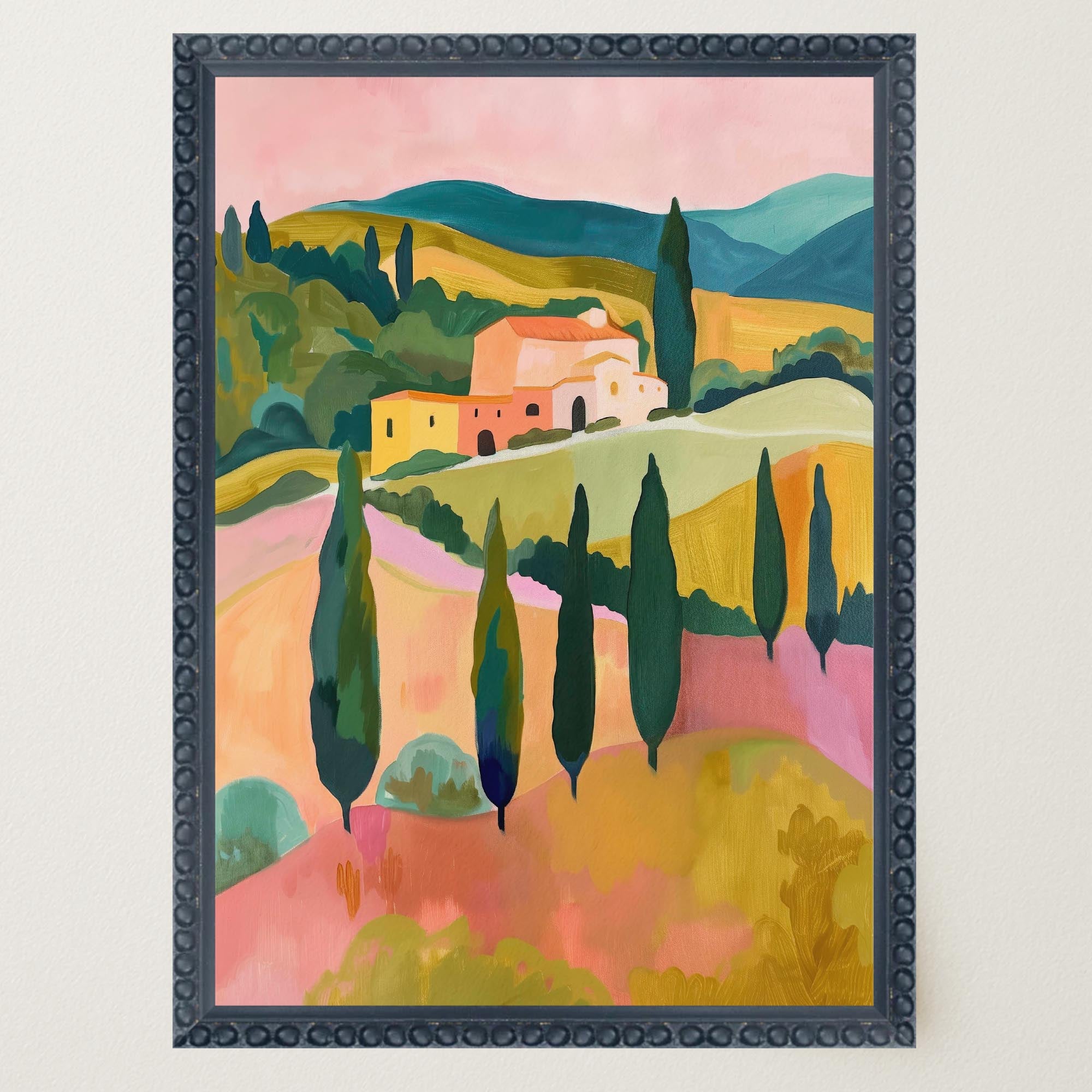 Colourful Tuscan Countryside Wall Art Print-Skudaboo