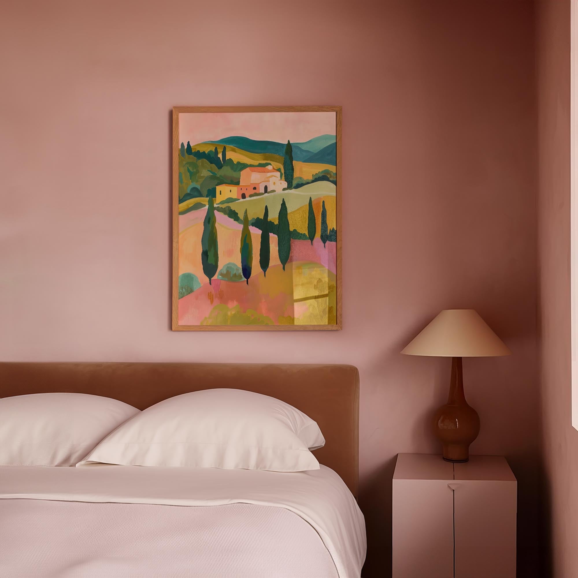 Colourful Tuscan Countryside Wall Art Print-Skudaboo