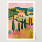 Colourful Tuscan Countryside Wall Art Print-Skudaboo