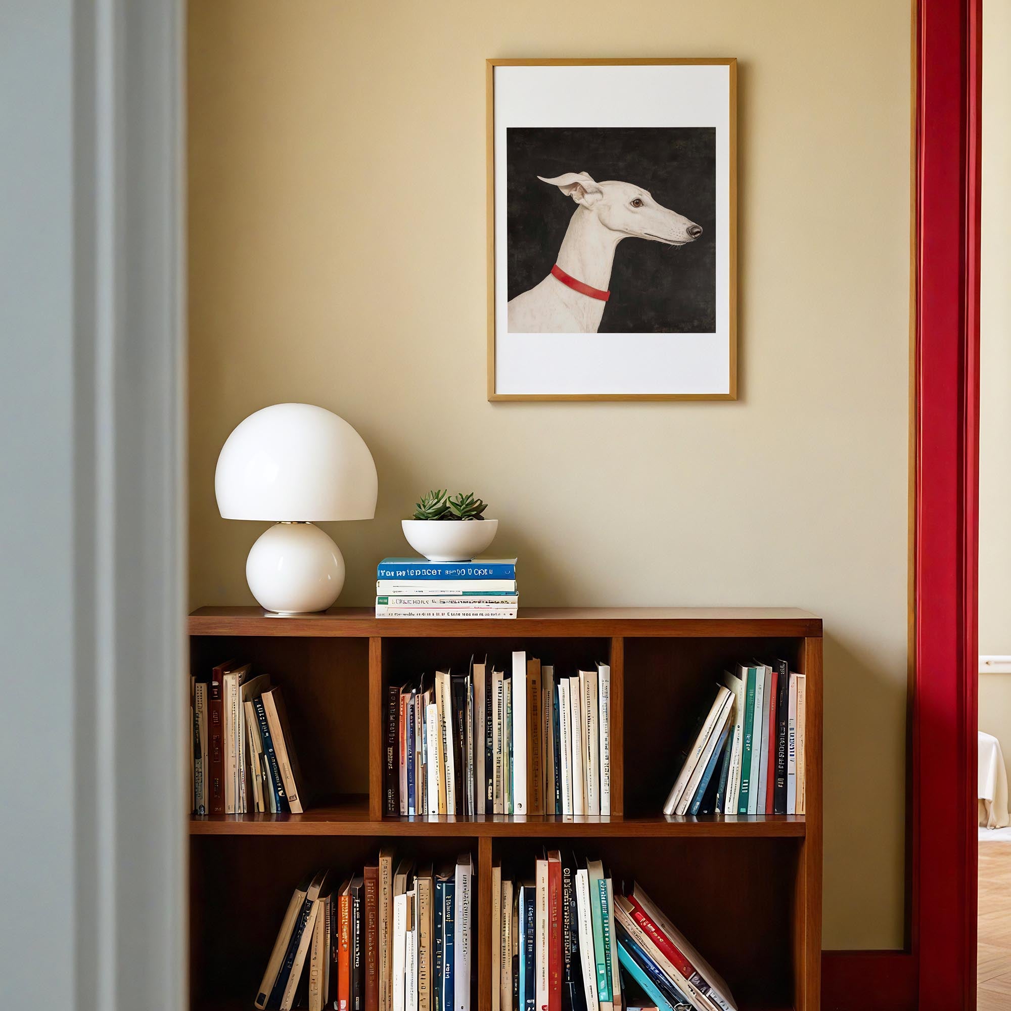 White Greyhound Dog Portrait Wall Art Print-Skudaboo