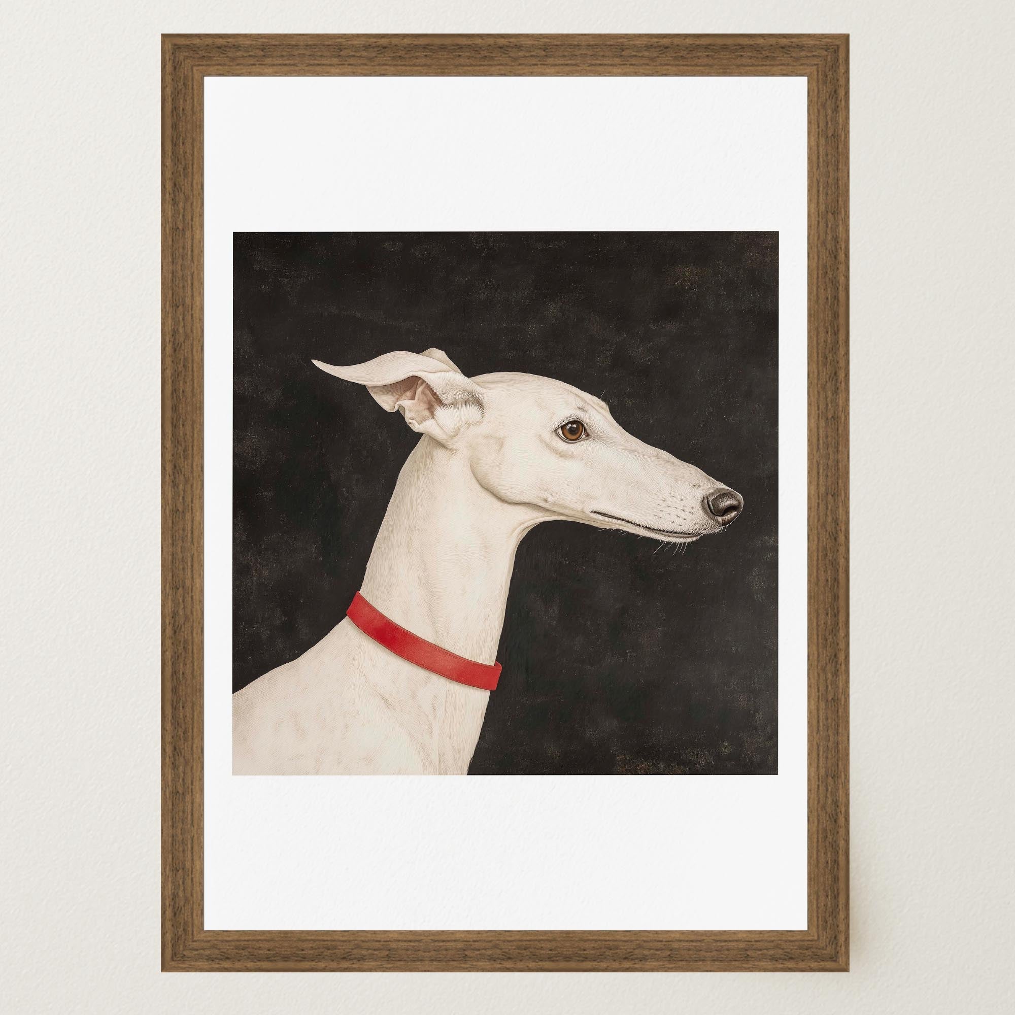 White Greyhound Dog Portrait Wall Art Print-Skudaboo