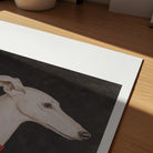 White Greyhound Dog Portrait Wall Art Print-Skudaboo