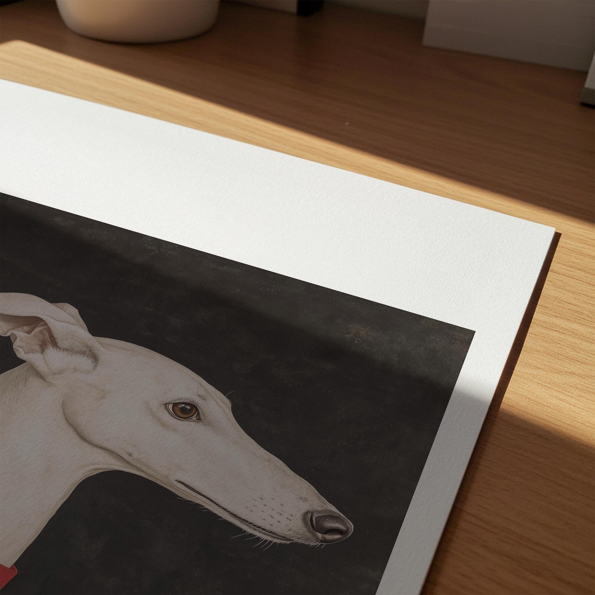 White Greyhound Dog Portrait Wall Art Print-Skudaboo
