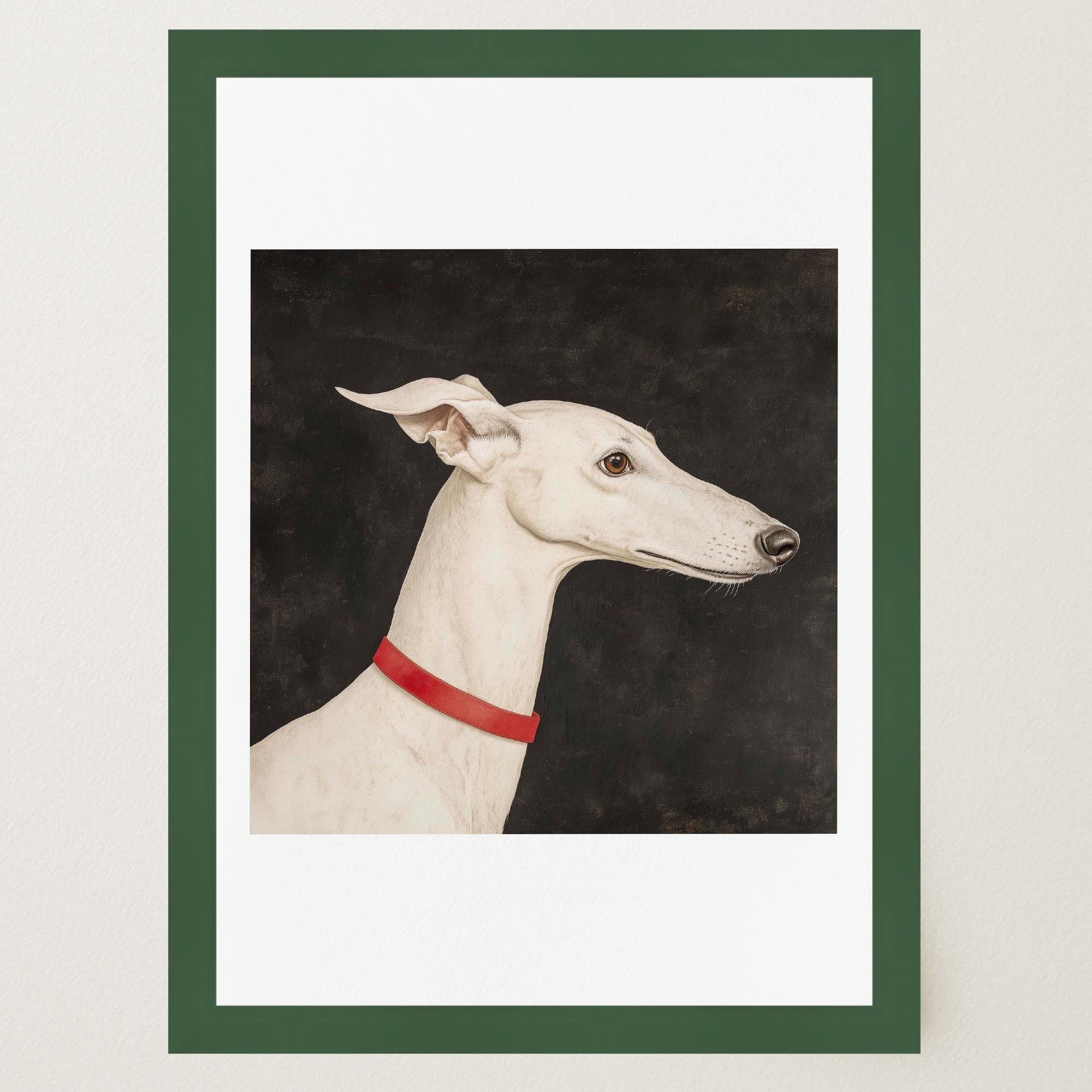 White Greyhound Dog Portrait Wall Art Print-Skudaboo