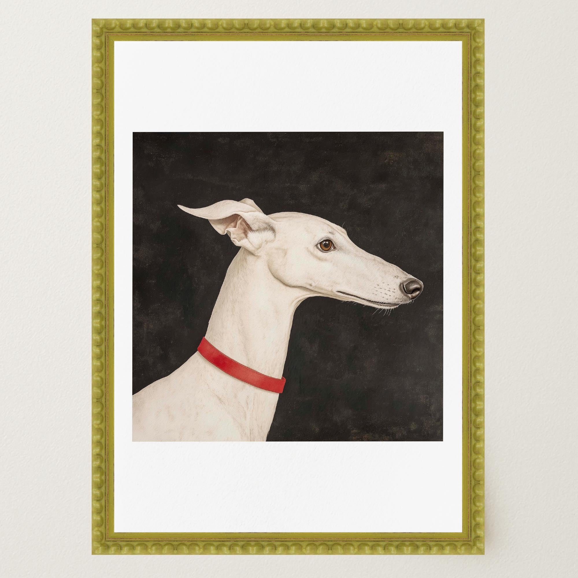 White Greyhound Dog Portrait Wall Art Print-Skudaboo