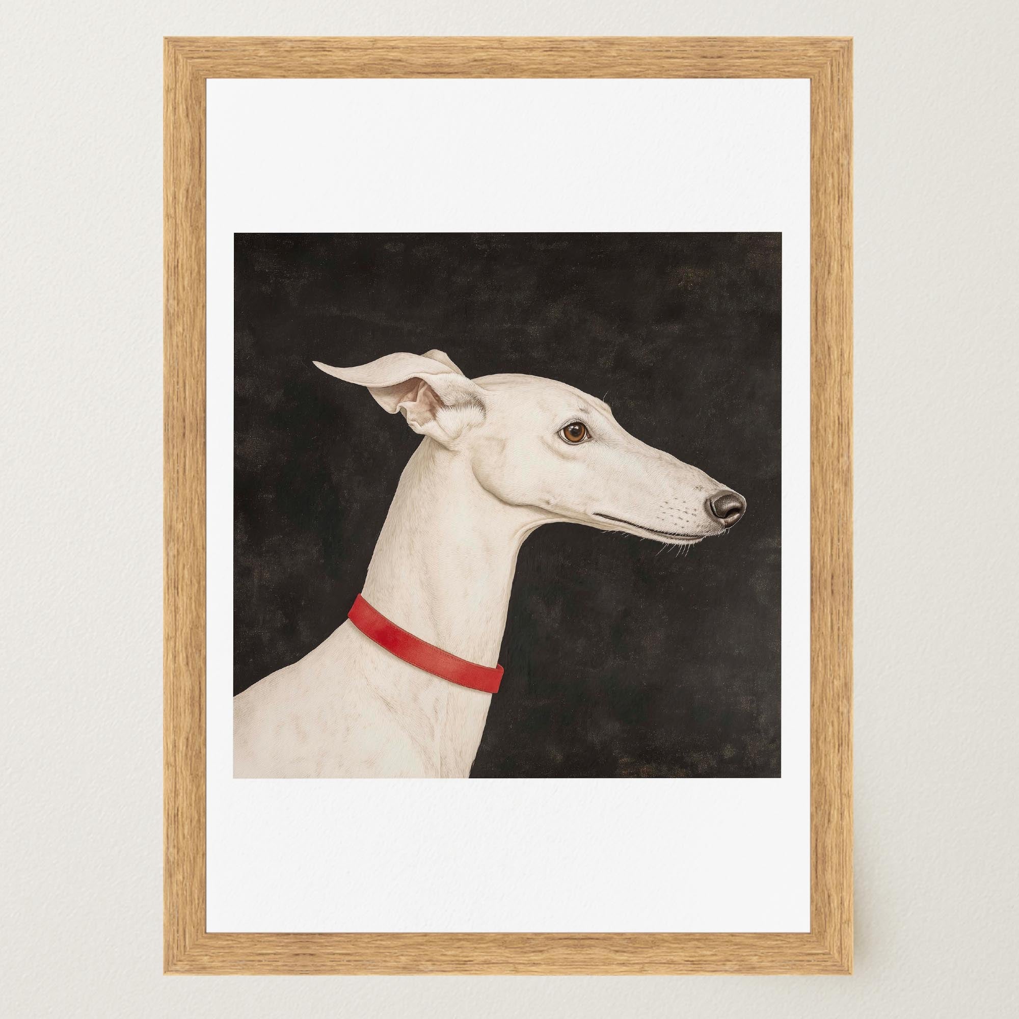 White Greyhound Dog Portrait Wall Art Print-Skudaboo