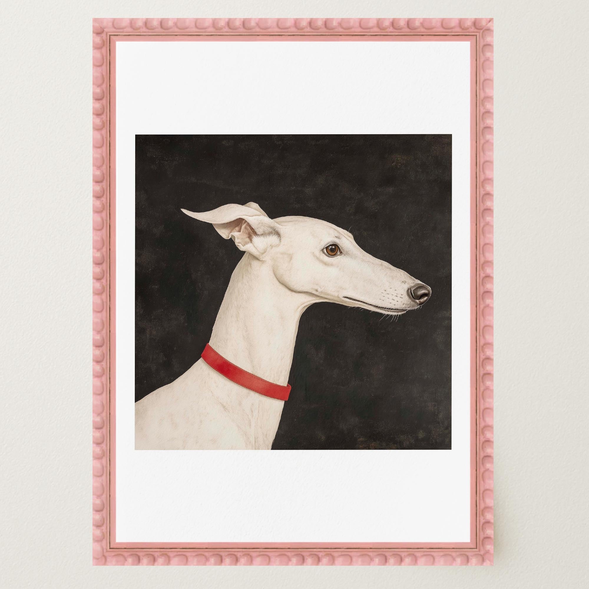 White Greyhound Dog Portrait Wall Art Print-Skudaboo