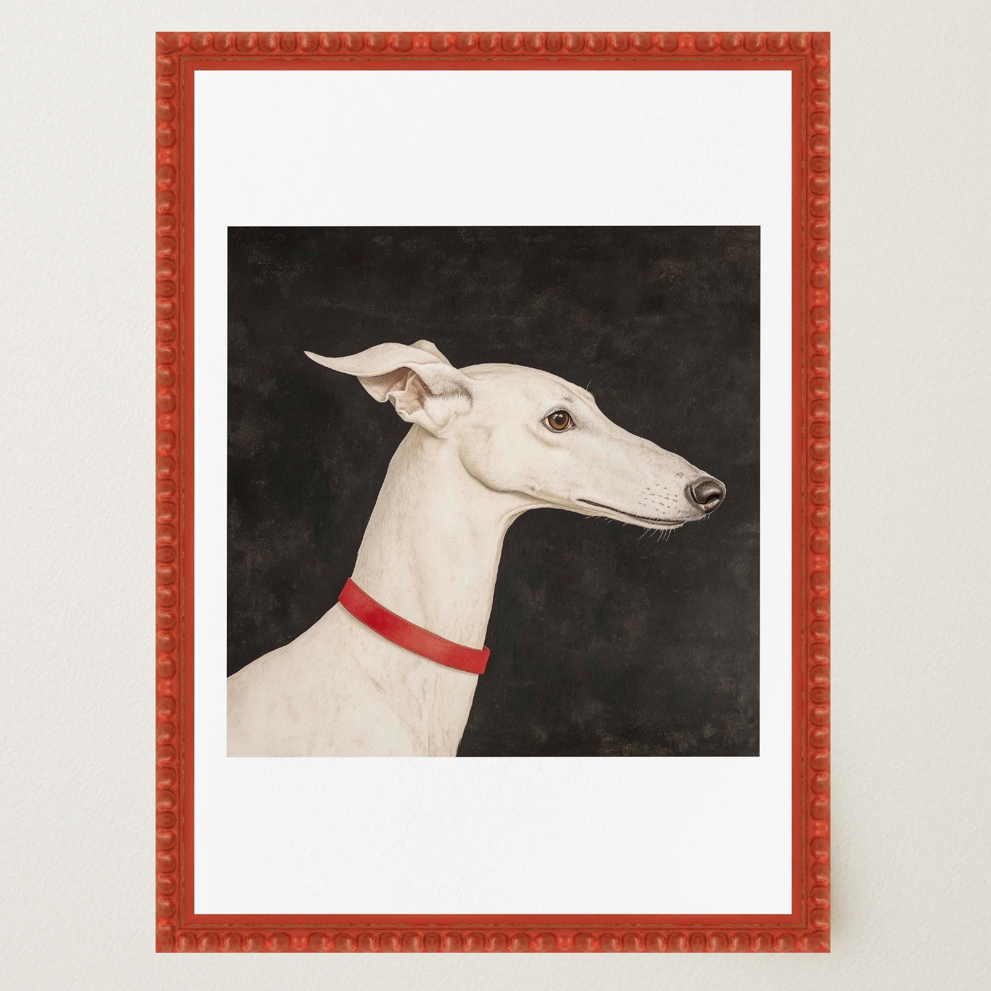White Greyhound Dog Portrait Wall Art Print-Skudaboo