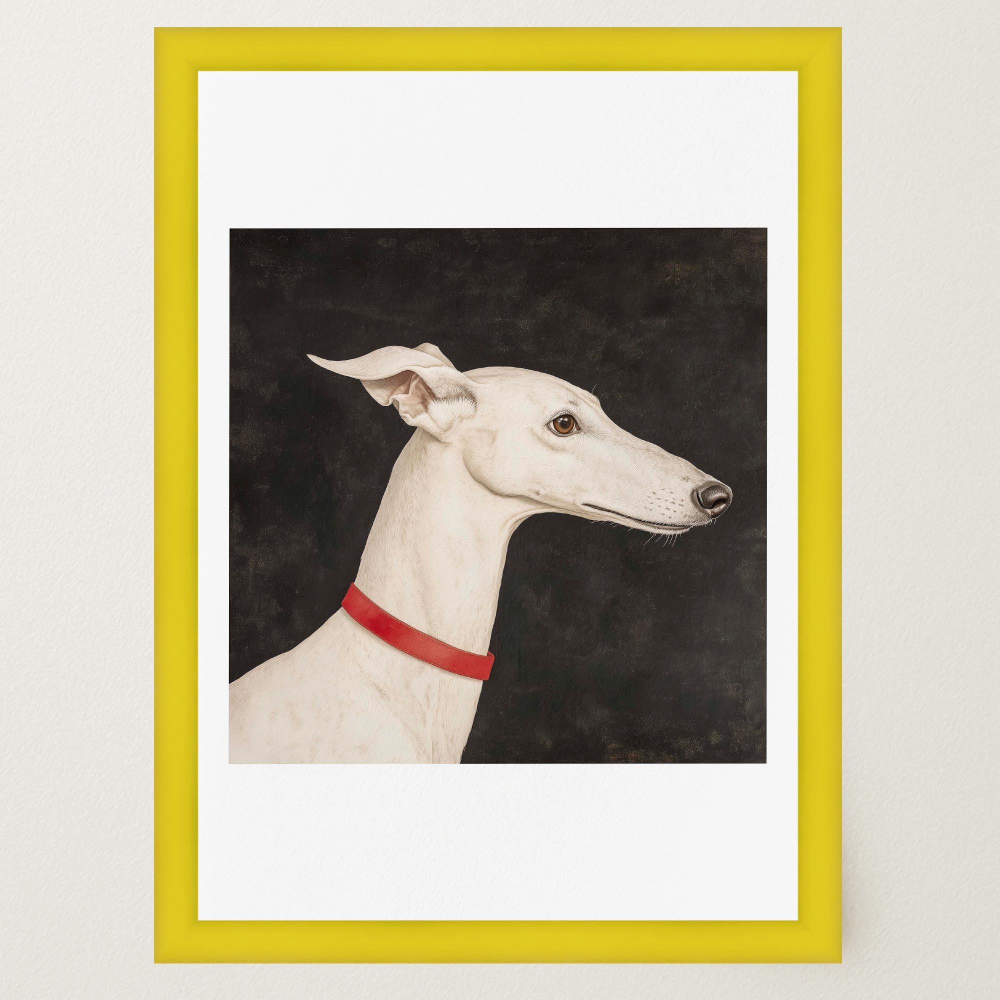 White Greyhound Dog Portrait Wall Art Print-Skudaboo