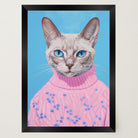 Cat in Jumper Portrait Wall Art Print-Skudaboo
