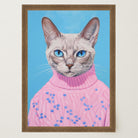 Cat in Jumper Portrait Wall Art Print-Skudaboo