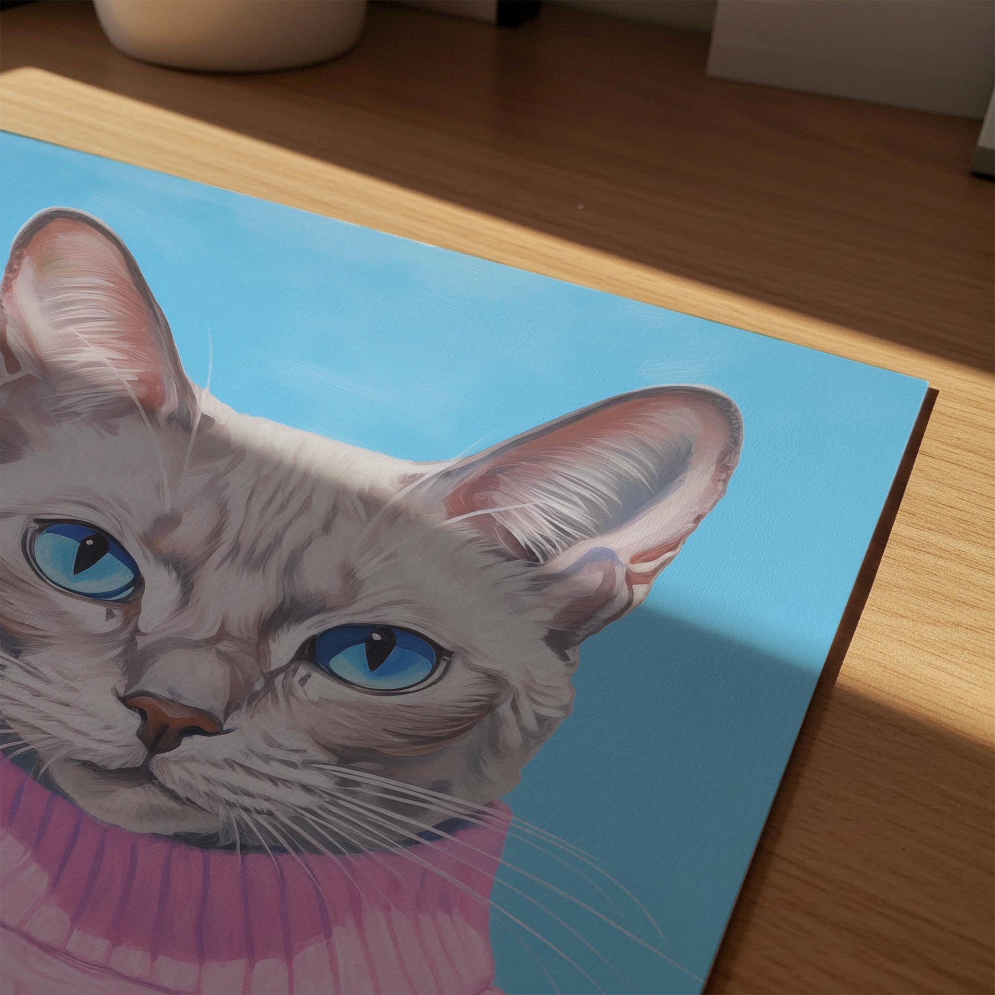 Cat in Jumper Portrait Wall Art Print-Skudaboo