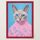 Cat in Jumper Portrait Wall Art Print-Skudaboo