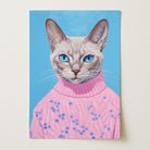 Cat in Jumper Portrait Wall Art Print-Skudaboo