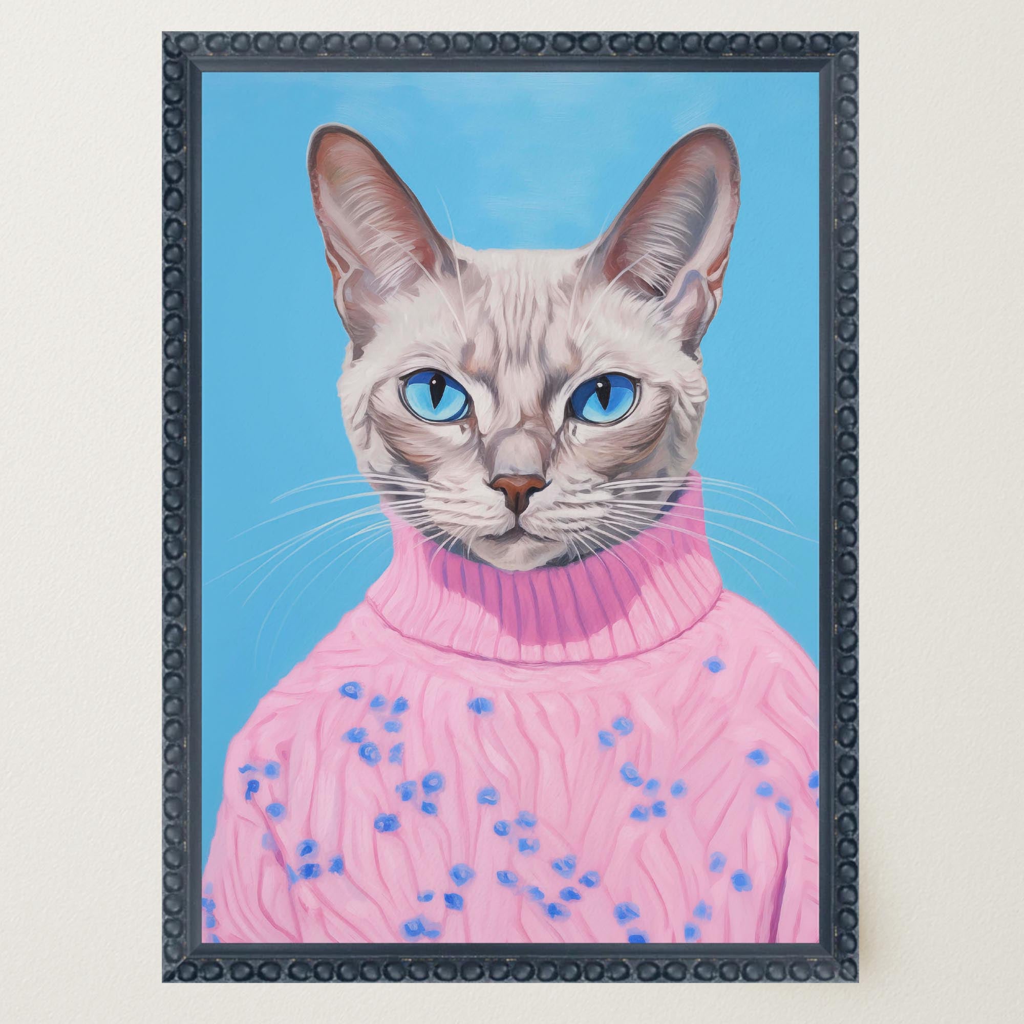 Cat in Jumper Portrait Wall Art Print-Skudaboo