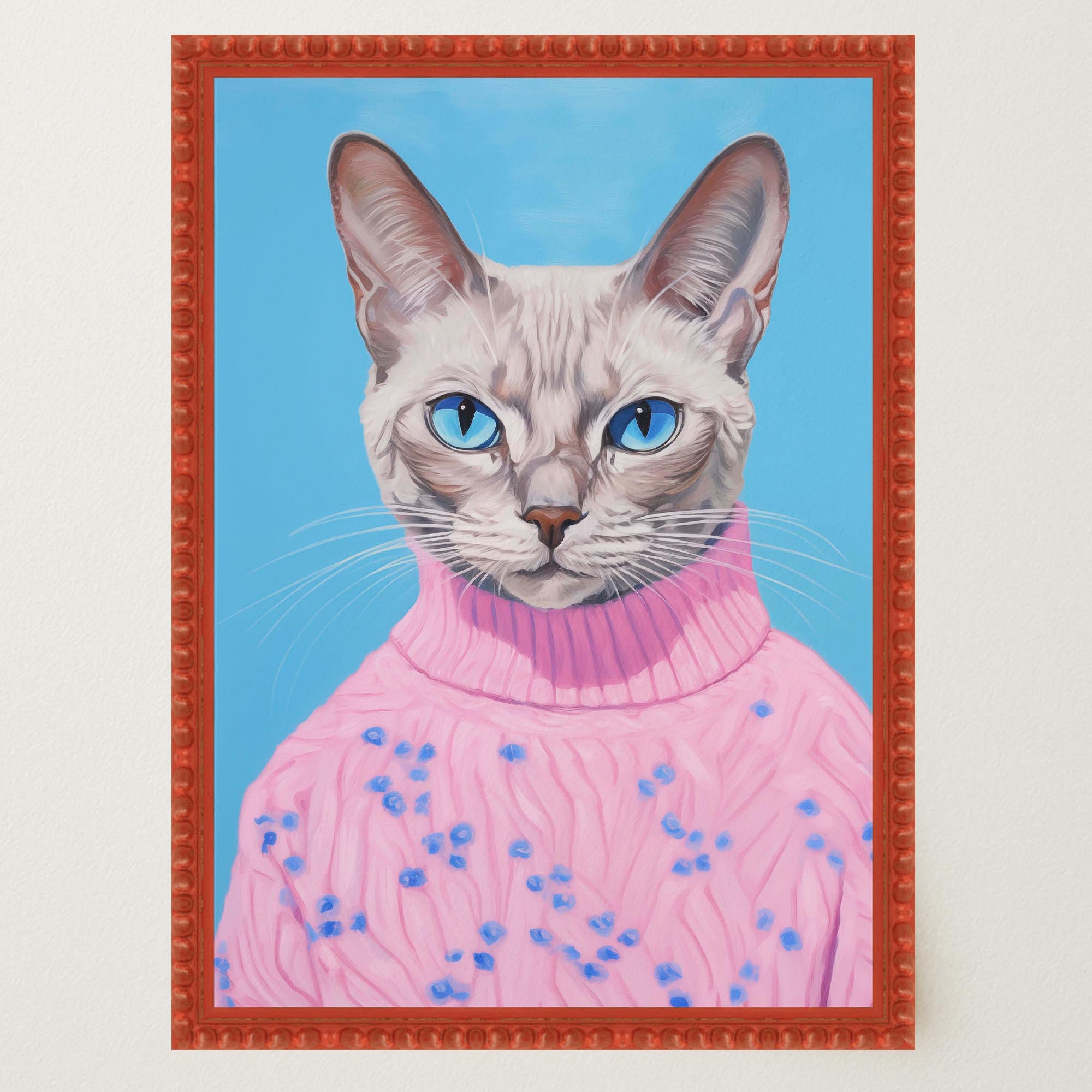 Cat in Jumper Portrait Wall Art Print-Skudaboo