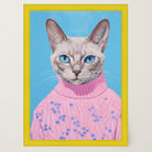 Cat in Jumper Portrait Wall Art Print-Skudaboo