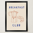 Breakfast Club Coffee and Croissant Minimal Kitchen Wall Art Print-Skudaboo